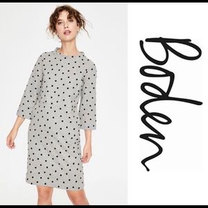 Boden Livia polka dot sweatshirt dress.